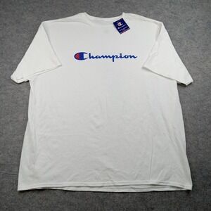 Champion Shirt Mens 2XL White Authentic Athleticwear Logo Graphic Cotton Tee